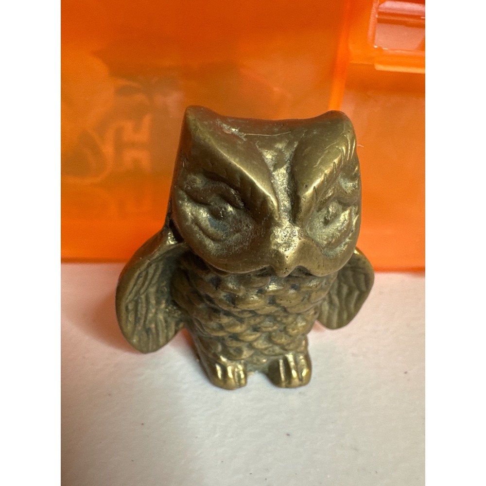 Vintage Gatco San Francisco Solid Brass Owl Figurine Miniature Bird Decor MCM